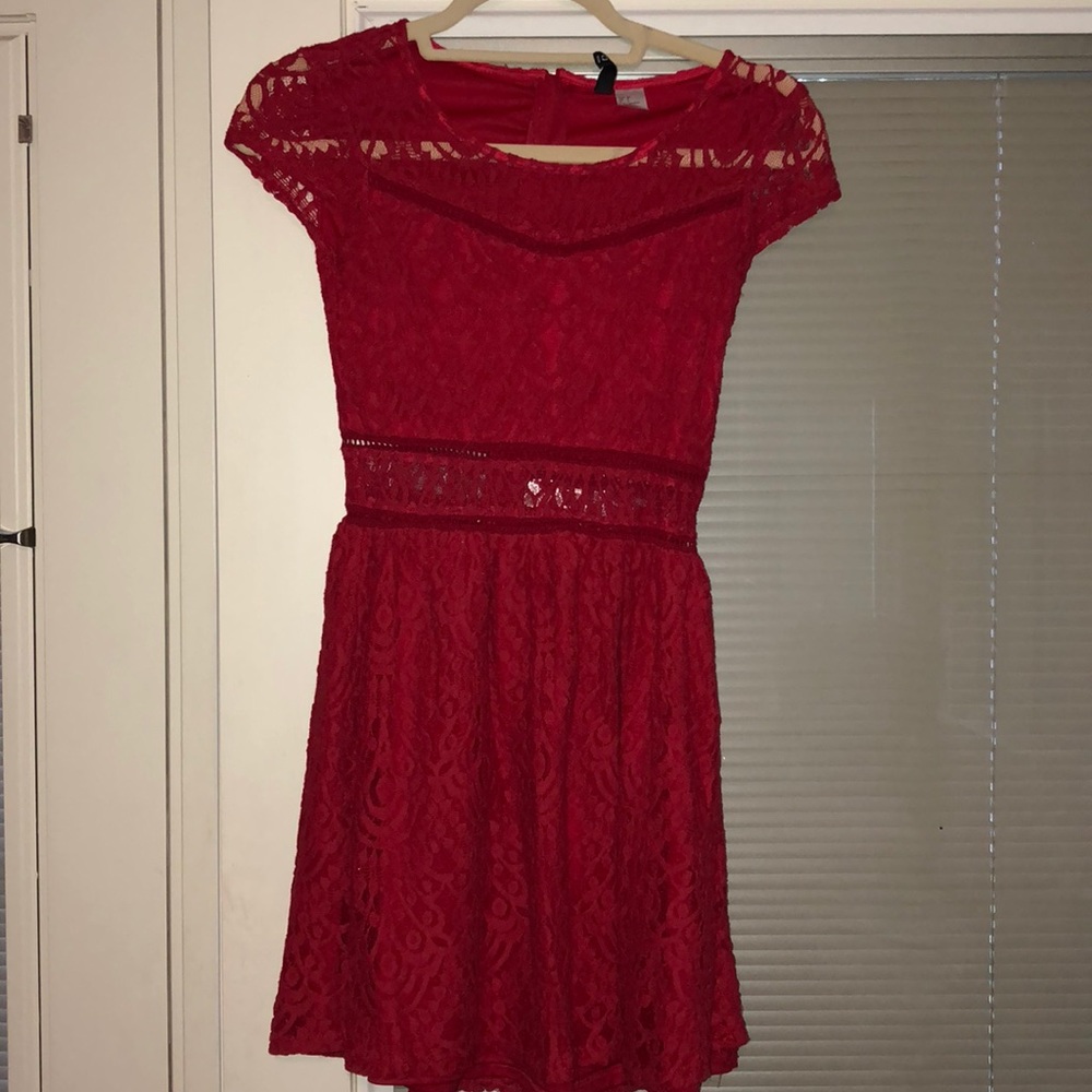 Red lace dress